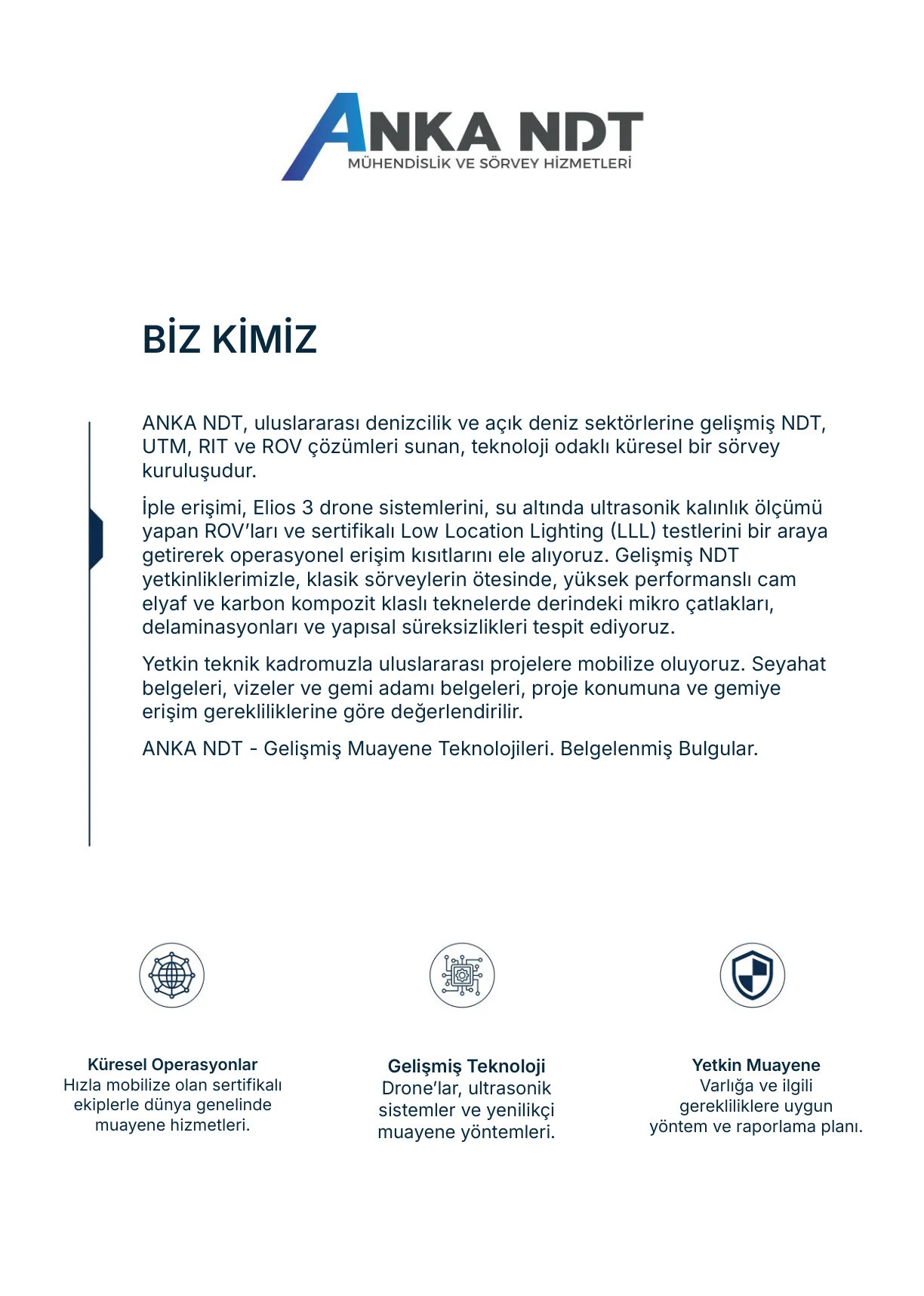 ANKA NDT hizmet kataloğunun kapak sayfası
